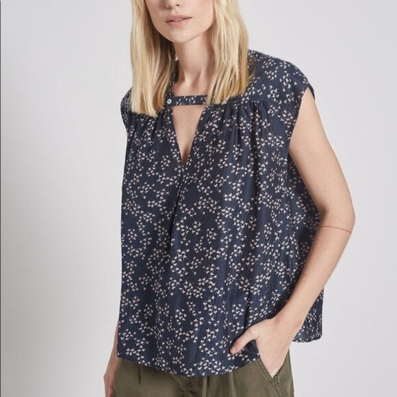 Current/Elliott- the Short Sleeve Sky Blouse - Picture 2 of 5